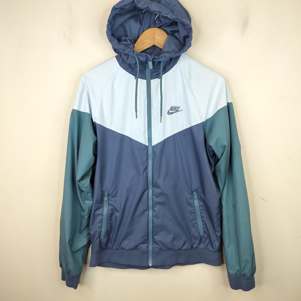 Nike Windrunner Jacket Mens Small Full Zip Colorblock Blue Hooded Sportswear